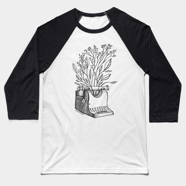 Typewriter Baseball T-Shirt by Sansara